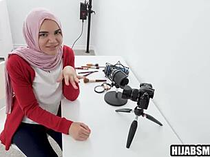 arab babe bribes guy with shaved pussy bent over doggystyle