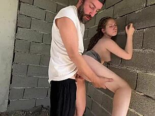 Sharing Busty Big Tits Girlfriend In Abandoned House MMF