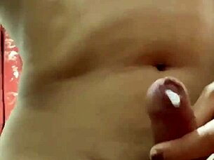 Latina transsexual strokes her cock in crossdressing frenzy