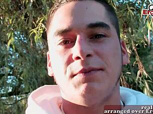 cute petite british 18+ teen tries first blowjob skinny student