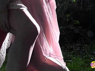 Two Super Sexy Lesbian Brunettes Kiss Masturbate Dildos Outdoors Natural Tits!