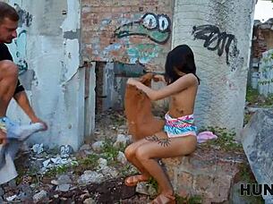 a sexy russian picks up stranger for public cheating hookup