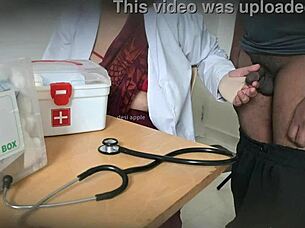 Nurse sneaks blowjob on patient cock in hospital room