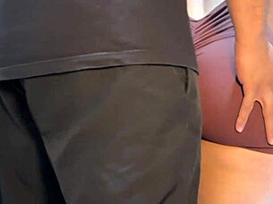 Gym stepsis bathroom perfect ass cum covered free use workout