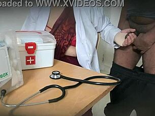 Nurse sneaks blowjob on patient cock in hospital room