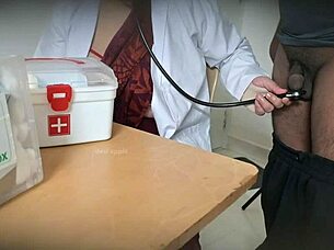 Nurse sneaks blowjob on patient cock in hospital room