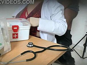 Nurse sneaks blowjob on patient cock in hospital room