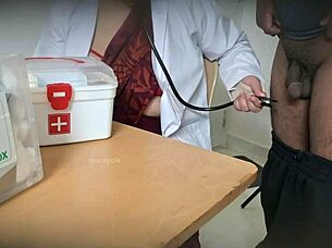 Nurse sneaks blowjob on patient cock in hospital room