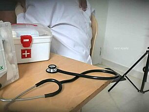 Nurse sneaks blowjob on patient cock in hospital room