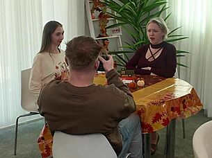 blonde milf takes holiday dick sloppy bts with natural tits