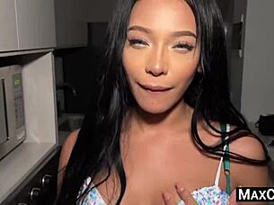 Look into my blue eyes latina as i swallow your load pov brunette