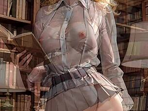blonde bookworm librarian flashes her pussy upskirt outdoors
