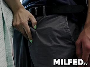 Busty Milf Caught Naked in Shower Licks Ass Seductively