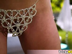 busty milf madison plays weird game in sexy angel costume