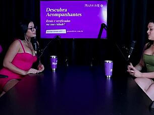 maria bittencourt starts with two guys in sheer red lingerie banging hard