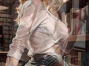 blonde bookworm librarian flashes her pussy upskirt outdoors