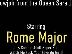 Busty pawg cougar sara jay slurps rome major's huge black cock!