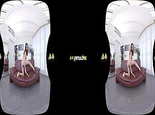 Antonia Sainz pees while toying in vr reality