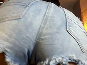 fit latina babe shakes ass in tiny denim shorts 🔥🍑