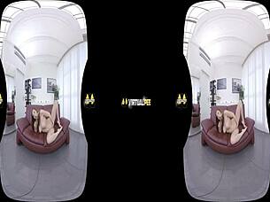 Antonia Sainz pees while toying in vr reality