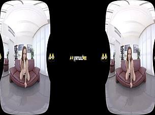 Antonia Sainz pees while toying in vr reality