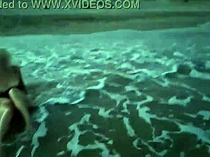 Blonde Flashes Tits and Sucks Cock Public Beach Exhibition