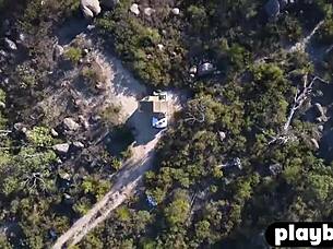 Brunette miluniel louis poses naked outdoors with sexy bubble butt