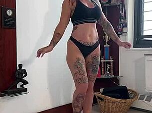 fit bbc coach oils me up an i flex an then he fucks me hard