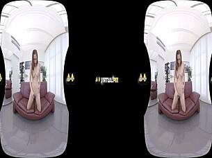 Antonia Sainz pees while toying in vr reality