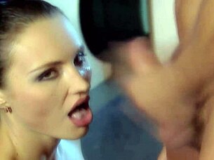Russian model fucks boyfriend till he cums on her face three times