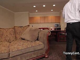 Tranny In Stockings Rides Massive Black Cock Hardcore Shemale Action