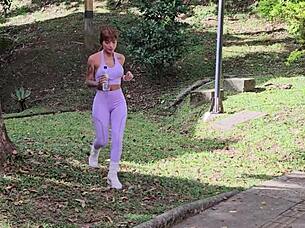 petite athenea rose fucks stranger bbc rough in park creampie