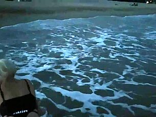 Blonde Flashes Tits and Sucks Cock Public Beach Exhibition