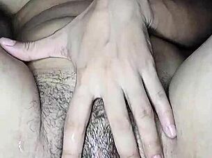 young latina with hairy pussy rides toy masturbating till creamy orgasm secretly