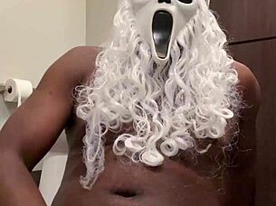 Santa begs for your help stroking his throbbing black monster cock