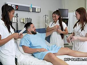 Sexy medics test hard cocks with deep blowjobs in hospital group