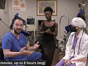 nurse rina arem's shaved pussy vibrates in humiliating exam heels