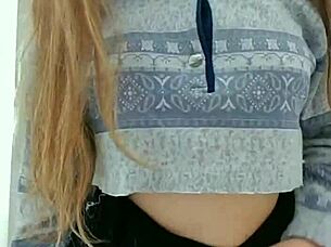 I can't stop touching my natural tits while undressing as a cute student