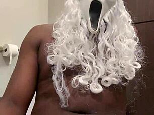 Santa begs for your help stroking his throbbing black monster cock