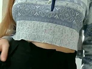 I can't stop touching my natural tits while undressing as a cute student