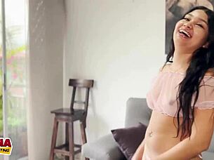 Beautiful latina teen casting tight pussy stretched creampie interview