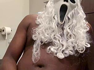 Santa begs for your help stroking his throbbing black monster cock