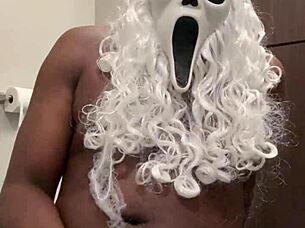 Santa begs for your help stroking his throbbing black monster cock