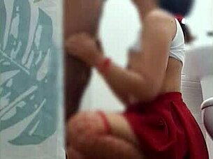 Hot Stepsis Sneaks Teacher In For Creampie Doggystyle Under Skirt!