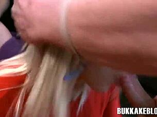 Horny Babe's Extreme Bukkake Blowbang!