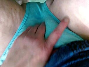 wet granny fingers her hairy pussy in panties