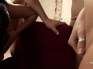 one lucky guy bangs five costumed sluts in squirting orgy