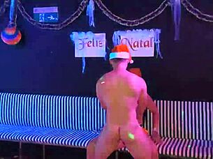 man this horny christmas milf gostosona drains saymon fitness cum all over red