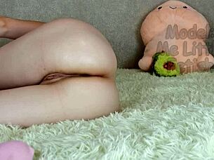 check out this juicy clit masturbation with buttplug and latex gloves