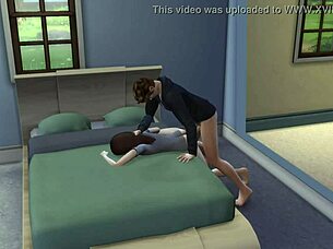 sims 4 teen couple's sexy passionate bedroom sex